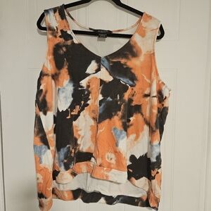 Womens 3X plus size sleeveless shirt tie-dye NWT Michel studio stretchy soft